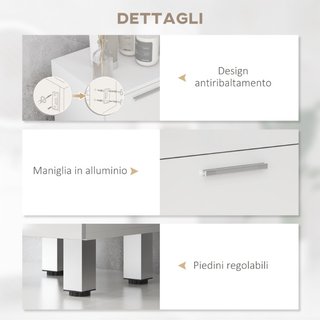 Mobiletto Bagno in Truciolato con 4 Cassetti e Bas