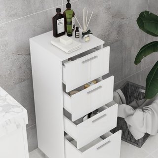 Mobiletto Bagno in Truciolato con 4 Cassetti e Bas