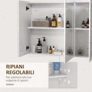 Armadietto con Specchio con Ripiani Regolabili e L