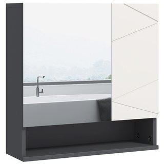 Armadietto con Specchiera Bagno a 2 Ante e Mensole