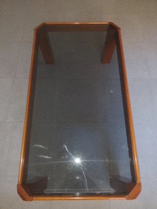 Mesa de centro cristal y madera