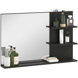 Specchio Bagno Moderno con 2 Ripiani Laterali e Ri
