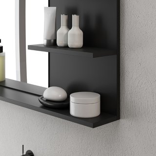 Specchio Bagno Moderno con 2 Ripiani Laterali e Ri