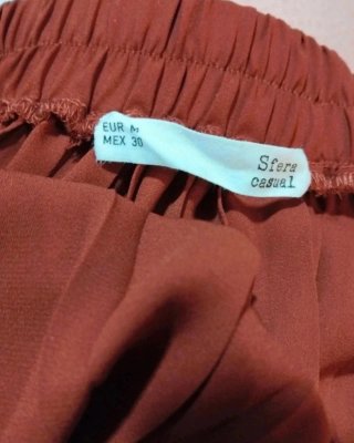 Falda larga talla M marrón plisado