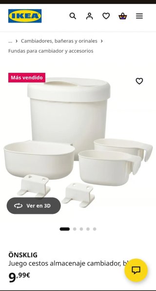 Cambiador BONKY + 3 cestos IKEA ÖNSKLIG