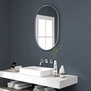 Specchio Bagno Ovale da Parete con Cornice in Allu