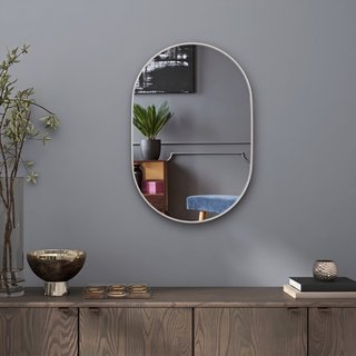 Specchio Bagno Ovale da Parete con Cornice in Allu