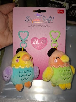 Set 2 Portachiavi Pappagallini Legami Super Soft!