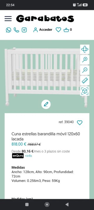 Cuna de madera lacada