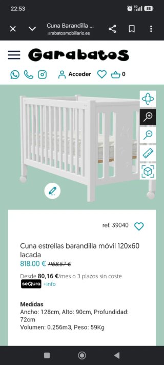 Cuna de madera lacada