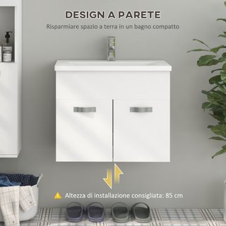 Mobile Bagno Sospeso con Lavabo, Armadietto a 2 An