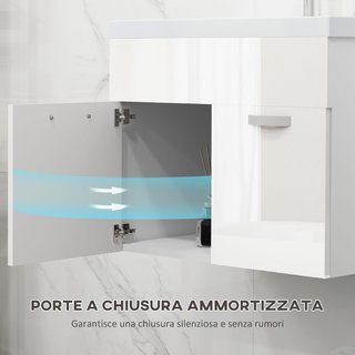 Mobile Bagno Sospeso con Lavabo, Armadietto a 2 An
