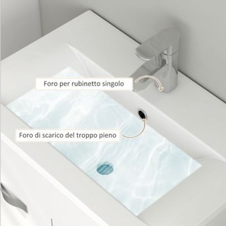 Mobile Bagno Sospeso con Lavabo, Armadietto a 2 An
