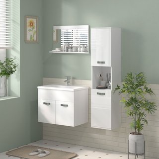 Mobile Bagno Sospeso con Lavabo, Armadietto a 2 An