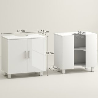 Mobile Sotto Lavabo Bagno a 2 Ante con Ripiano Cen