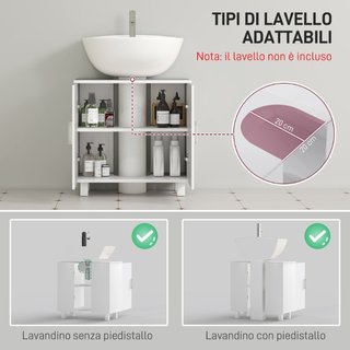 Mobile Sotto Lavabo Bagno a 2 Ante con Ripiano Cen