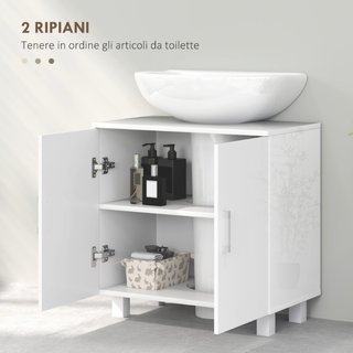 Mobile Sotto Lavabo Bagno a 2 Ante con Ripiano Cen