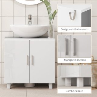 Mobile Sotto Lavabo Bagno a 2 Ante con Ripiano Cen
