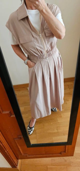 Conjunto Falda y Chaleco T.L Beige