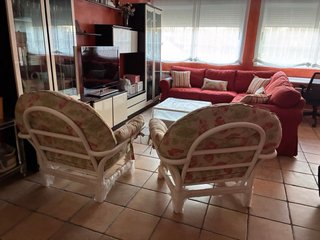 2 Sillones Bambú Blanco Cojines