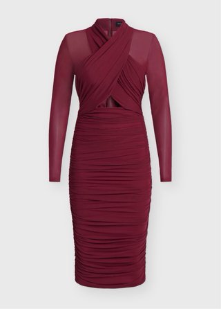 Vestido cruzado de malla burgundy