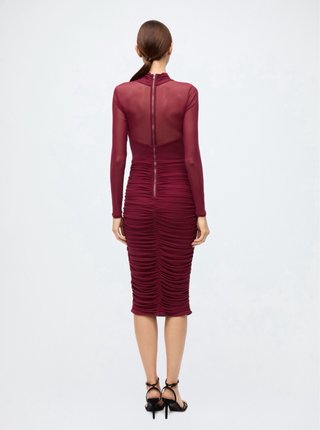 Vestido cruzado de malla burgundy