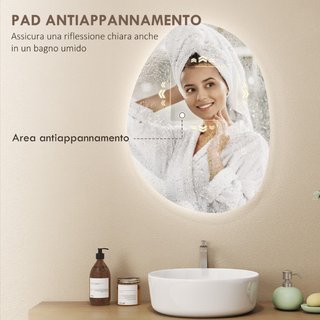 Specchio da Bagno Illuminato a LED con Colore e Te