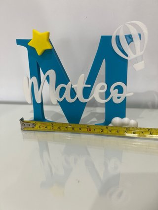 Letra M Decorativa Azul Mateo