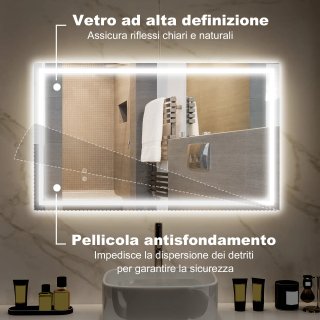 Specchio per Bagno con Luci LED Regolabili a 3 Col
