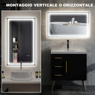 Specchio per Bagno con Luci LED Regolabili a 3 Col