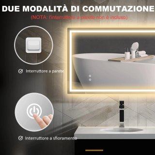 Specchio per Bagno con Luci LED Regolabili a 3 Col
