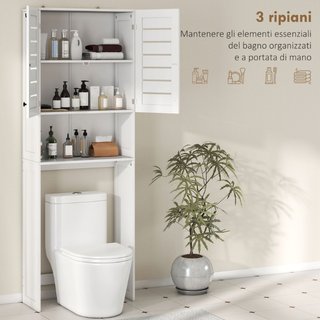 Mobile Sopra WC con Armadietto a 2 Ante e Ripiano