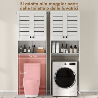 Mobile Sopra WC con Armadietto a 2 Ante e Ripiano