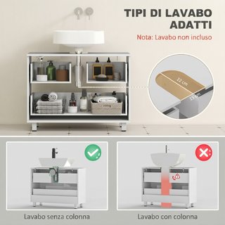 Mobile Sottolavabo Moderno con 2 Cassetti e Diviso