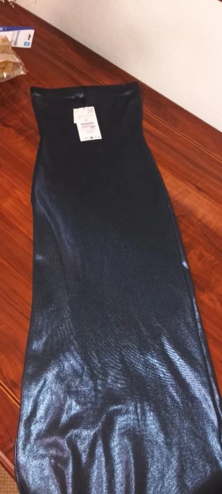 Vestido azul fruncido