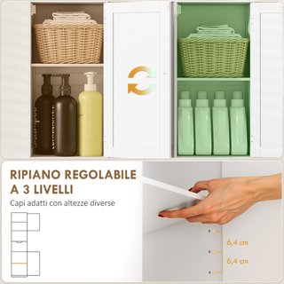 Mobile Colonna Bagno in Legno con 2 Armadietti con