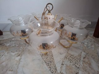 Lámpara de forja y cristal (3 unidades)
