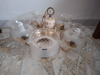 Lámpara de forja y cristal (3 unidades)
