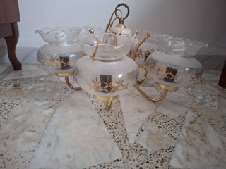 Lámpara de forja y cristal (3 unidades)