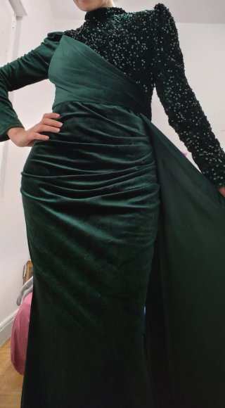 Abito da sera verde lungo formale