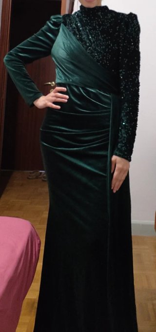 Abito da sera verde lungo formale