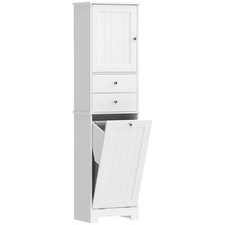 Mobile Bagno con Cesto per Biancheria Pieghevole,