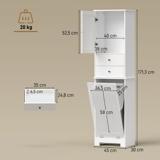 Mobile Bagno con Cesto per Biancheria Pieghevole,