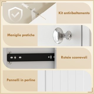 Mobile Bagno con Cesto per Biancheria Pieghevole,