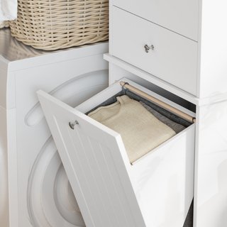 Mobile Bagno con Cesto per Biancheria Pieghevole,