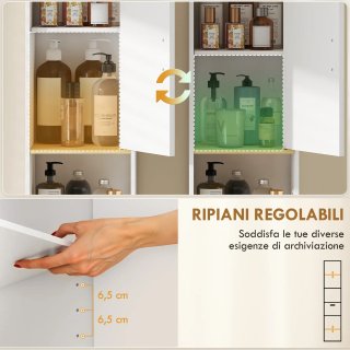 Armadietto 172 cm, Mobile Bagno con Cassetto e Rip