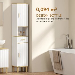 Armadietto 172 cm, Mobile Bagno con Cassetto e Rip
