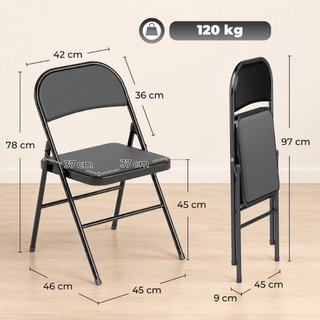 Set 4 Sedie Pieghevoli Imbottite in Finta Pelle PU