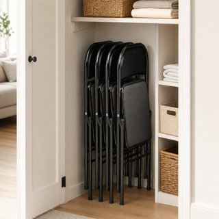 Set 4 Sedie Pieghevoli Imbottite in Finta Pelle PU