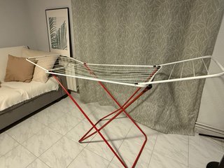 Tendedero plegable metal blanco y rojo